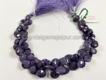 Charoite Faceted Heart Beads